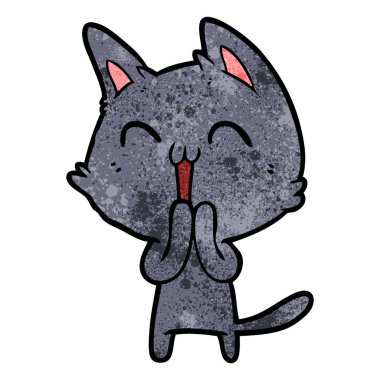 vektör çizim karikatür mutlu kedi