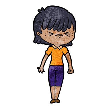 rahatsız çizgi film kız vektör çizim