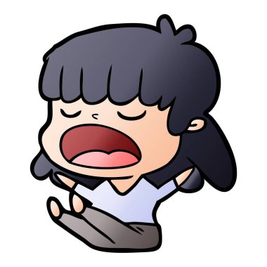 yüksek sesle konuşuyor karikatür kadın