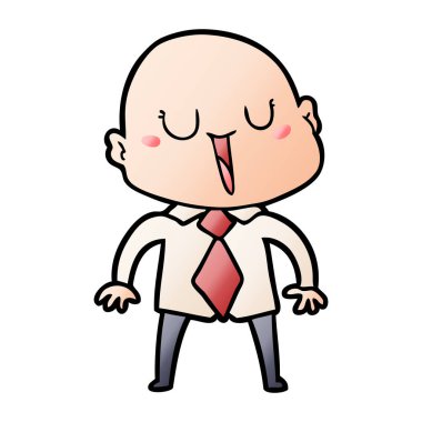 mutlu karikatür kel adam