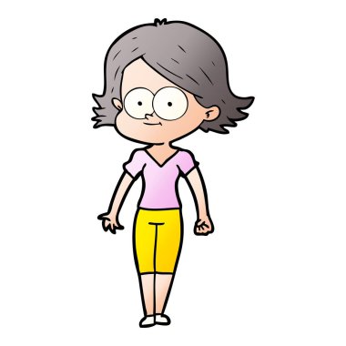 mutlu çizgi film kız vektör çizim