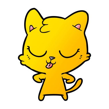 vektör çizim karikatür mutlu kedi