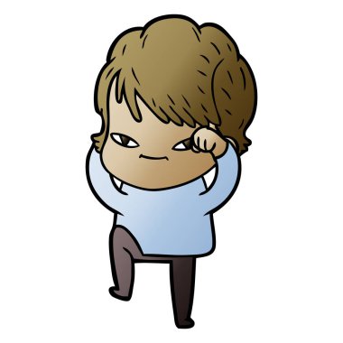 vektör çizim karikatür mutlu kadın