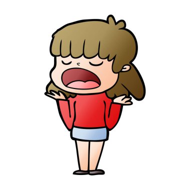 yüksek sesle konuşuyor karikatür kadın