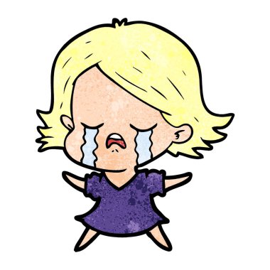 vektör çizim karikatür kız ağlıyor