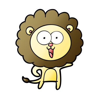 mutlu karikatür aslan vektör çizim