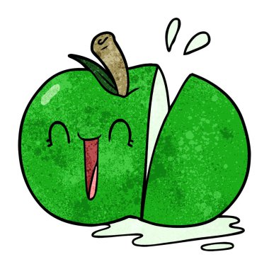 mutlu karikatür dilimlenmiş elma