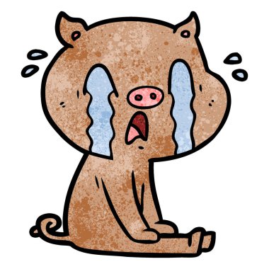 domuz karikatür ağlama vektör çizim