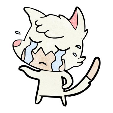 Tilki çizgi film ağlama vektör çizim