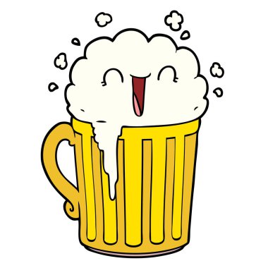 mutlu karikatür kupa bira