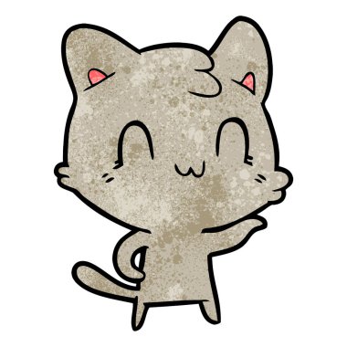 vektör çizim karikatür mutlu kedi