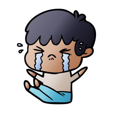 vektör çizim karikatür çocuk ağlıyor