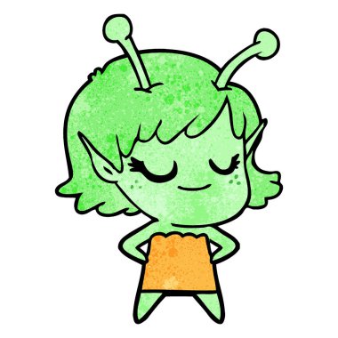 gülümseyen uzaylı kız çizgi film