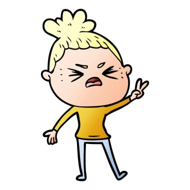 vektör çizim karikatür kızgın kadın