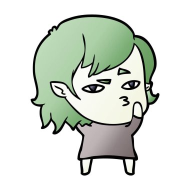 Çizgi filmdeki vampir kızın vektör çizimi