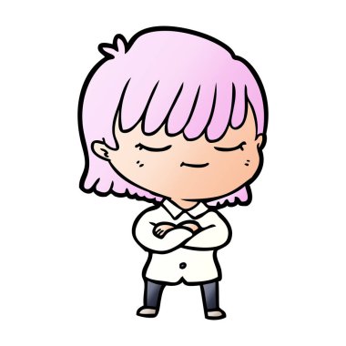 Çizgi filmdeki kadının vektör çizimi