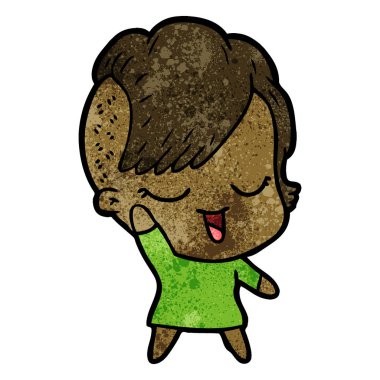 mutlu çizgi film kız vektör çizim