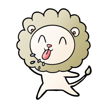 mutlu karikatür aslan vektör çizim