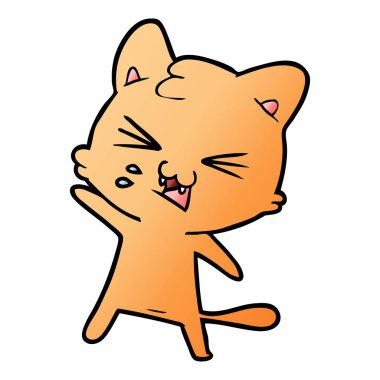 vektör çizim karikatür kedi tıslama