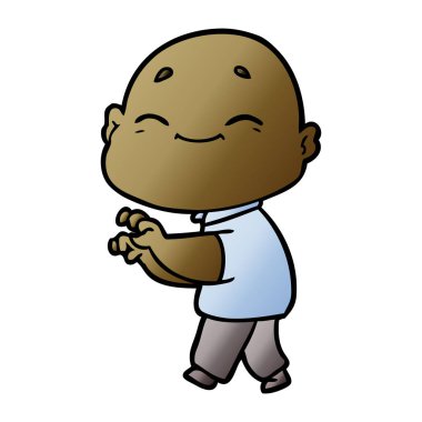 karikatür mutlu kel adam