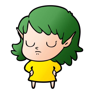 vektör çizim karikatür elf kızı