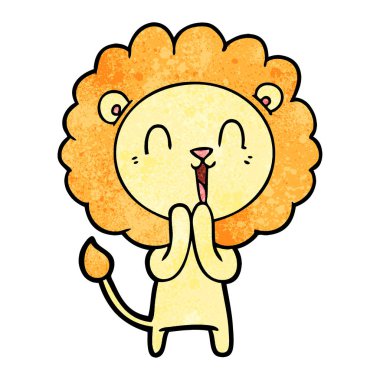 Aslan karikatür gülen vektör çizim