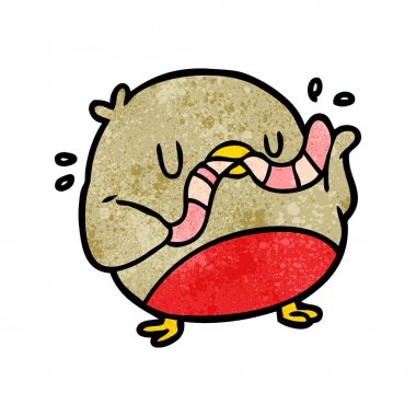 karikatür kuş solucan yeme