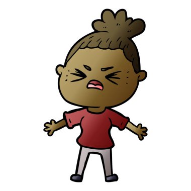 vektör çizim karikatür kızgın kadın