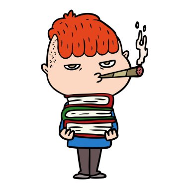 vektör çizim karikatür adam Sigara