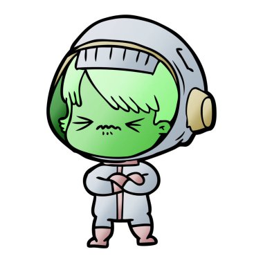 vektör çizim karikatür astronot kadın