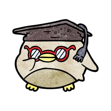 karikatür akıllı yaşlı baykuş