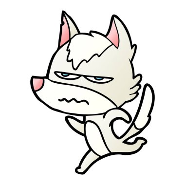 vektör çizim karikatür rahatsız kurt