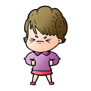 Çizgi filmdeki kadının vektör çizimi