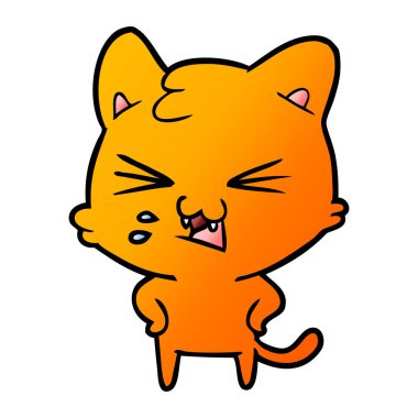 vektör çizim karikatür kedi tıslama