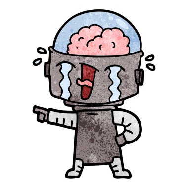 Robot işaret ağlıyor çizgi film