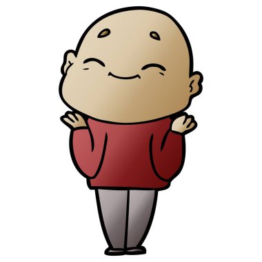 mutlu karikatür kel adam