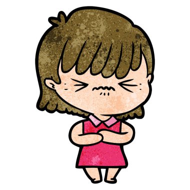 rahatsız çizgi film kız vektör çizim