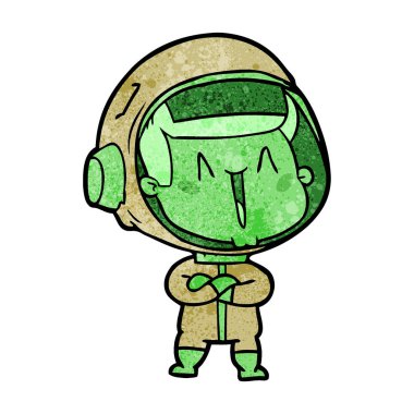 mutlu karikatür astronot vektör çizim