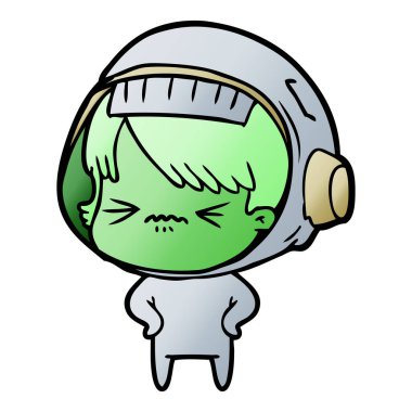 vektör çizim karikatür astronot kadın