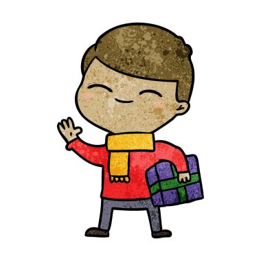 karikatür hediye ile boy gülümseyerek