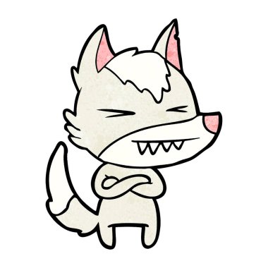 vektör çizim öfkeli wolf çizgi film