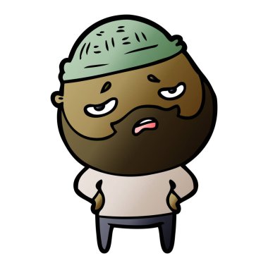 Sakallı endişeli adam çizgi film