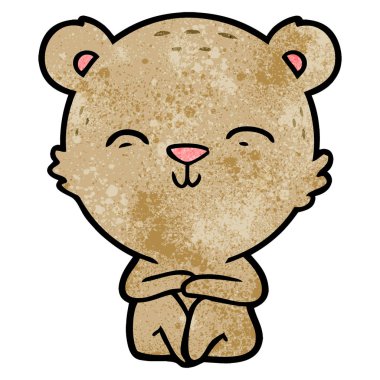 oturan mutlu karikatür ayı