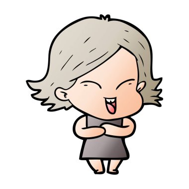 mutlu çizgi film kız vektör çizim