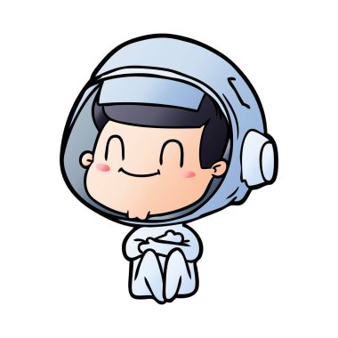 mutlu karikatür astronot vektör çizim