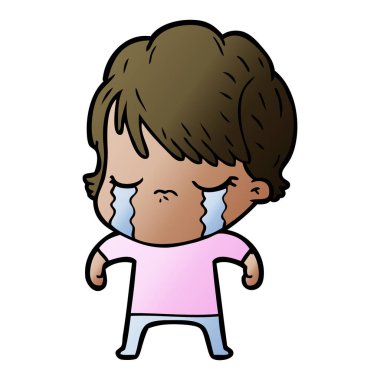 vektör çizim karikatür kadının ağladığını