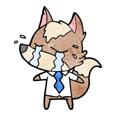 çizgi film ağlayan kurt iş elbiseleri giyiyor