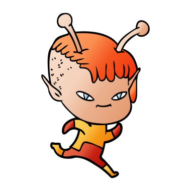 sevimli çizgi uzaylı kız