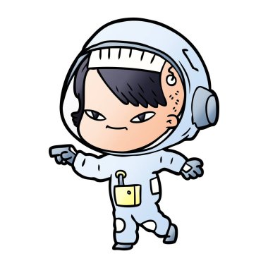 vektör çizim karikatür astronot kadın