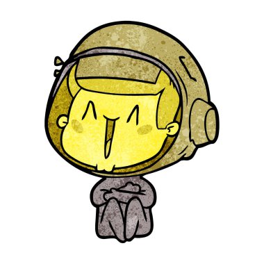 mutlu karikatür astronot vektör çizim